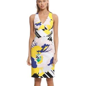 EUC Karen Millen Size 8 Blue Flower Stripe Sheath Dress!